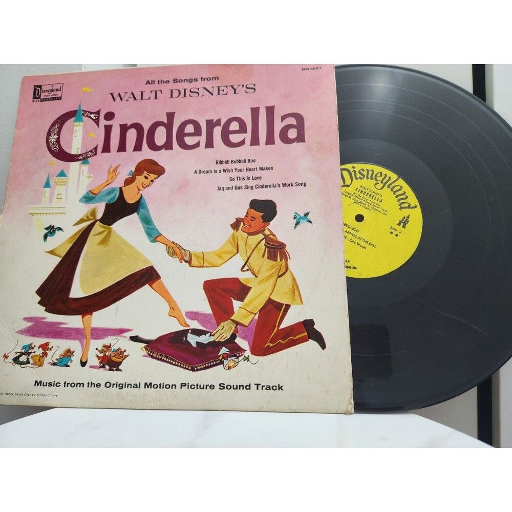 1963 Walt Disney's Cinderella Original Soundtrack LP Record DQ-1207 Disneyland